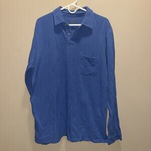 H Goose Men's Blue Long Sleeve Golf Shirt XL Outdoor Cotton Pocket Casual